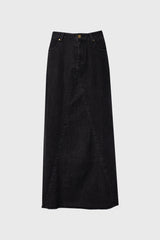 Black Frayed Edge Denim Skirt