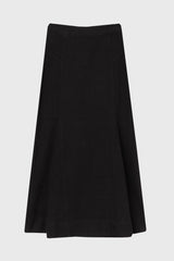 Black Godet Denim Maxi Skirt