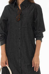 Black Denim Pocket Maxi Dress