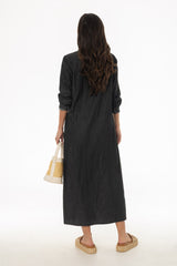 Black Denim Pocket Maxi Dress