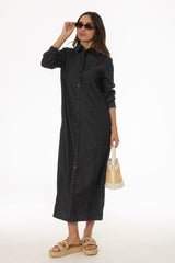 Black Denim Pocket Maxi Dress