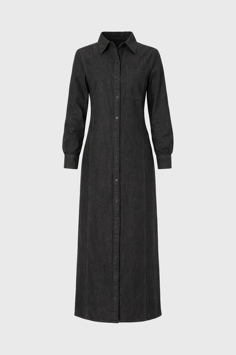 Black Denim Pocket Maxi Dress – BLANK