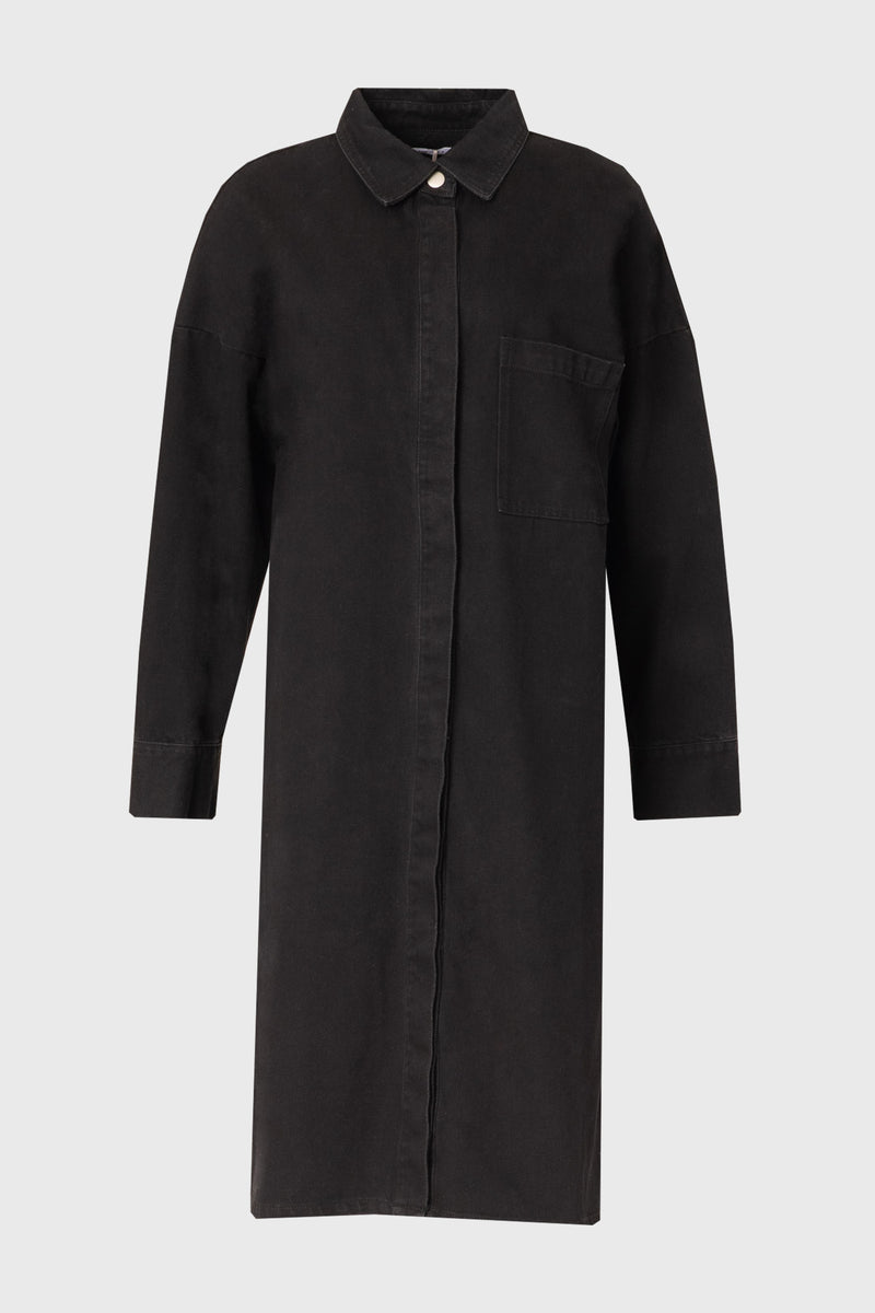 Black Denim Shirt Dress – BLANK