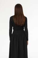Black Dotted Mesh Mock Neck Top