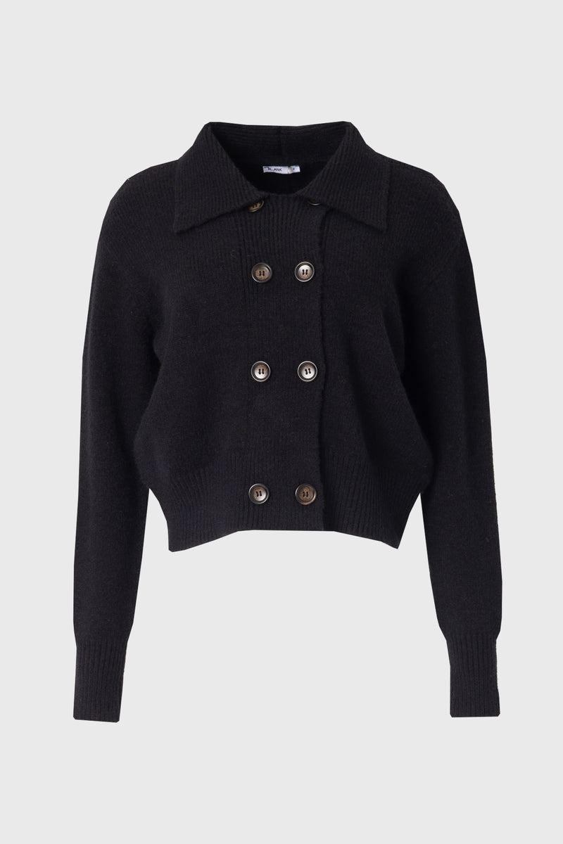 Black Double Breasted Sweater