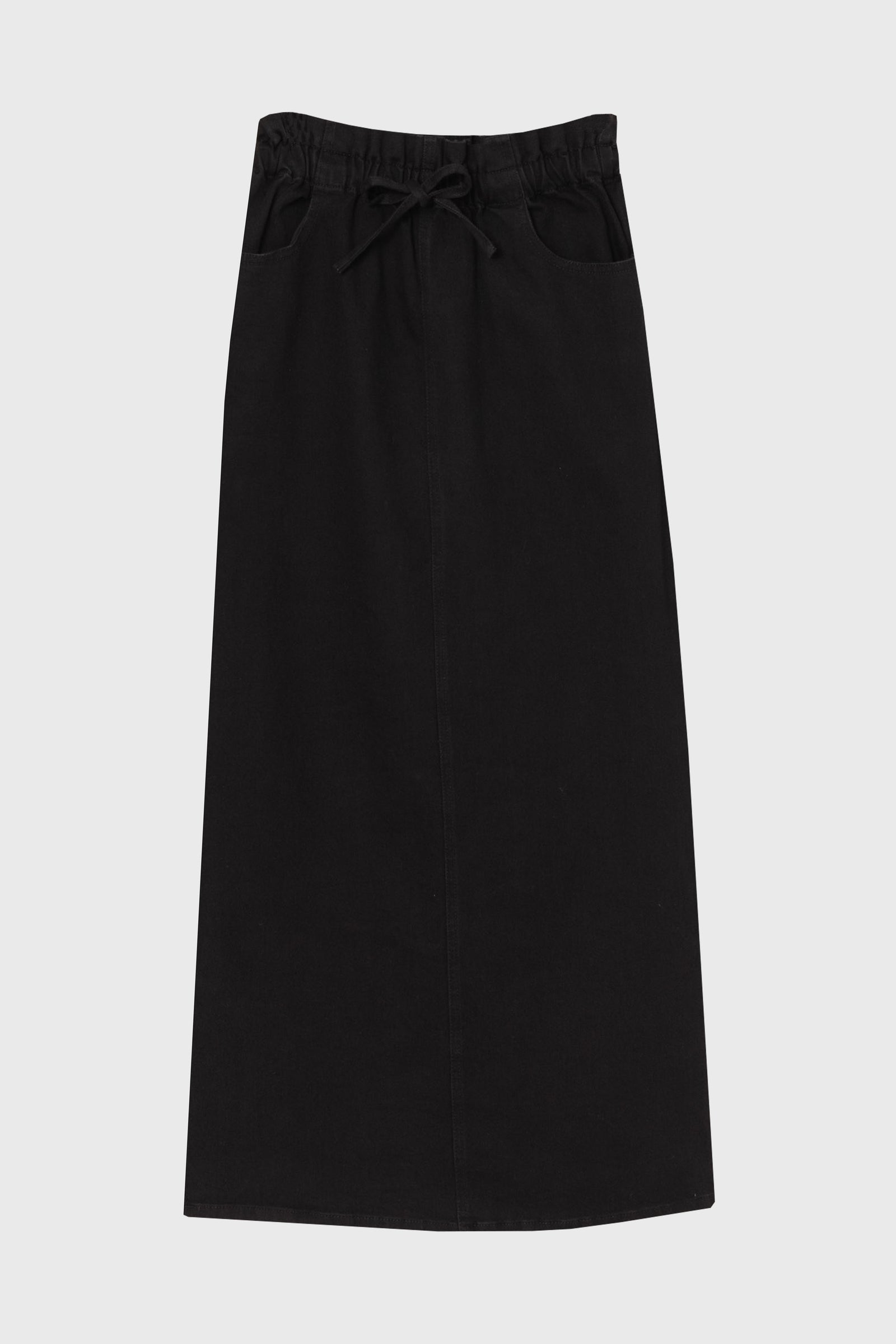 Black Drawstring Denim Maxi Skirt – BLANK