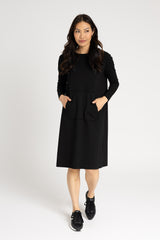 Black Drawstring Hoodie Dress