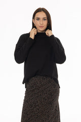 Black Drop Shoulder Sweater Top
