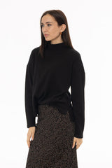 Black Drop Shoulder Sweater Top