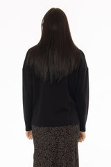 Black Drop Shoulder Sweater Top