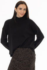 Black Drop Shoulder Sweater Top