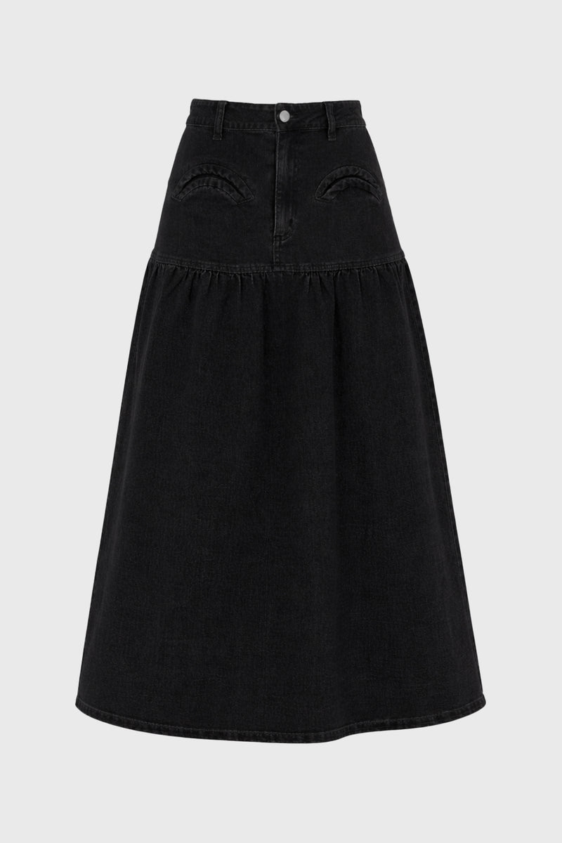Black Drop Waist Denim Skirt – BLANK