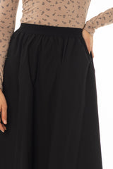 Black Elastic Cotton Maxi Skirt