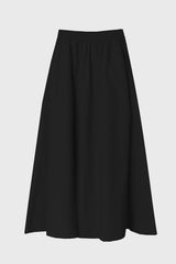 Black Elastic Cotton Maxi Skirt