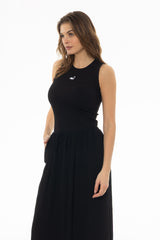 Black Embroidered Tank Top