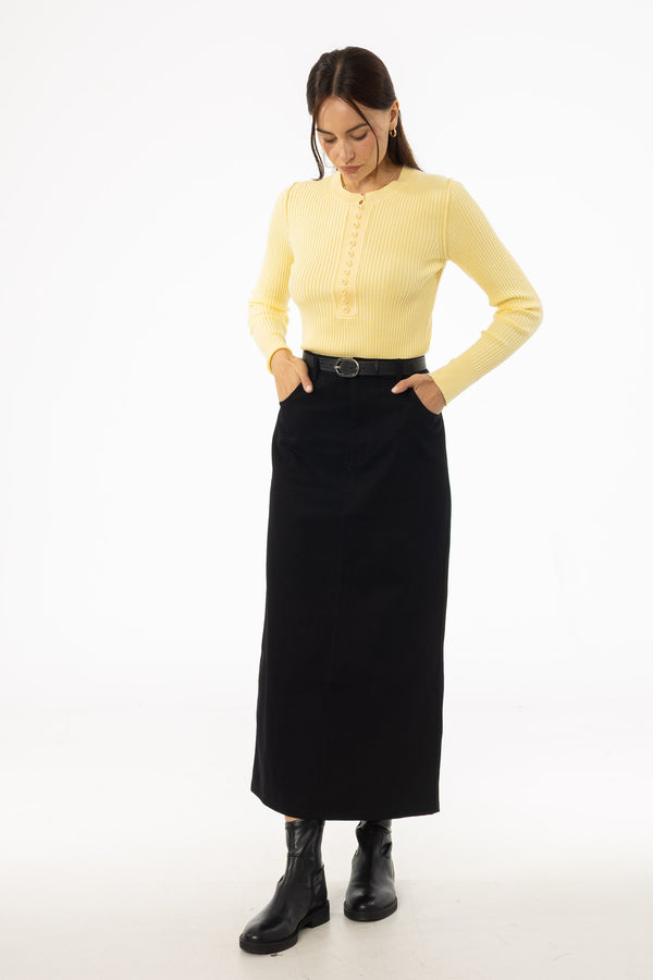 Black Everyday Denim Skirt