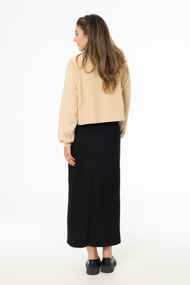 Black Everyday Denim Skirt