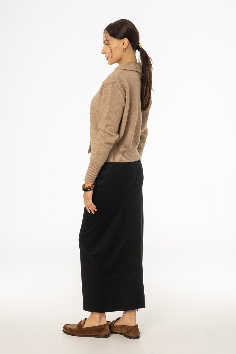 Black Everyday Microsuede Skirt
