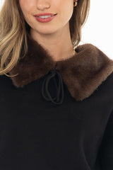 Black Faux Fur Collar Sweatshirt