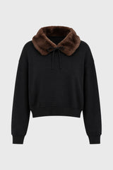 Black Faux Fur Collar Sweatshirt
