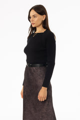 Black Faux Shrug Knit Top