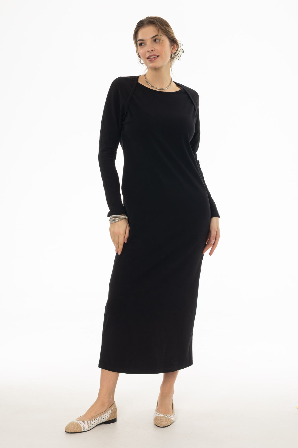 Black Faux Shrug Maxi Dress – BLANK