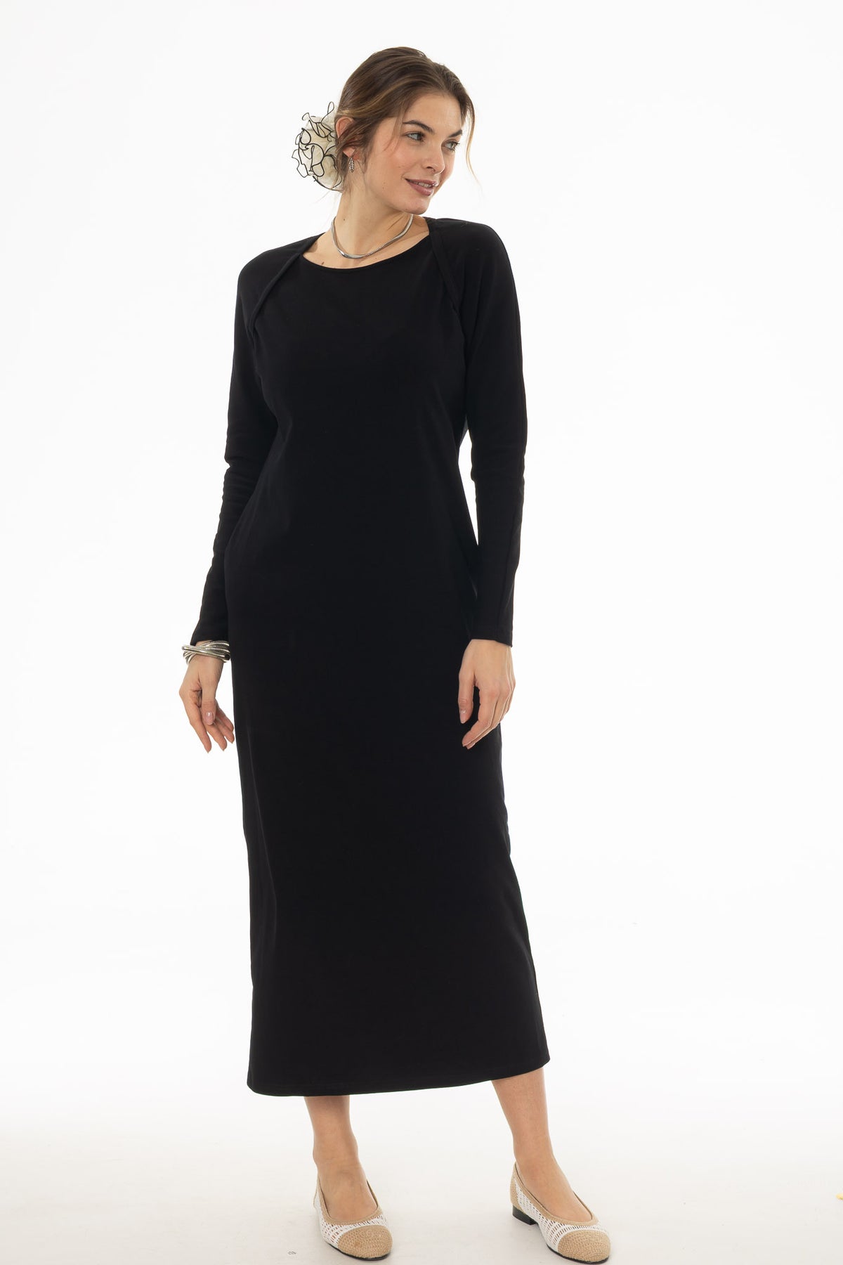 Black Faux Shrug Maxi Dress – BLANK
