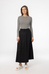 Black Flare Cargo Maxi Skirt