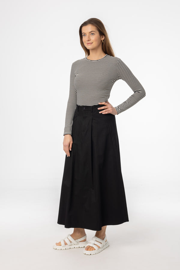 Black Flare Cargo Maxi Skirt