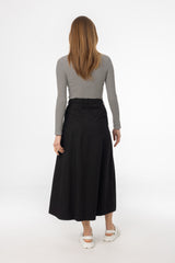 Black Flare Cargo Maxi Skirt