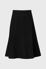 Black Flared Denim Skirt