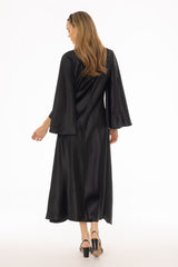 Black Flare Sleeve Maxi Dress