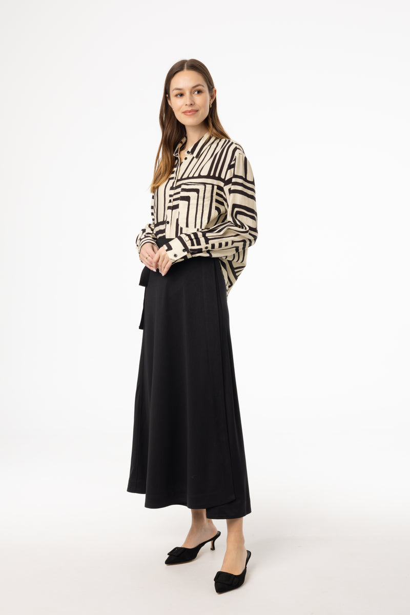 Black Flare Wrap Skirt