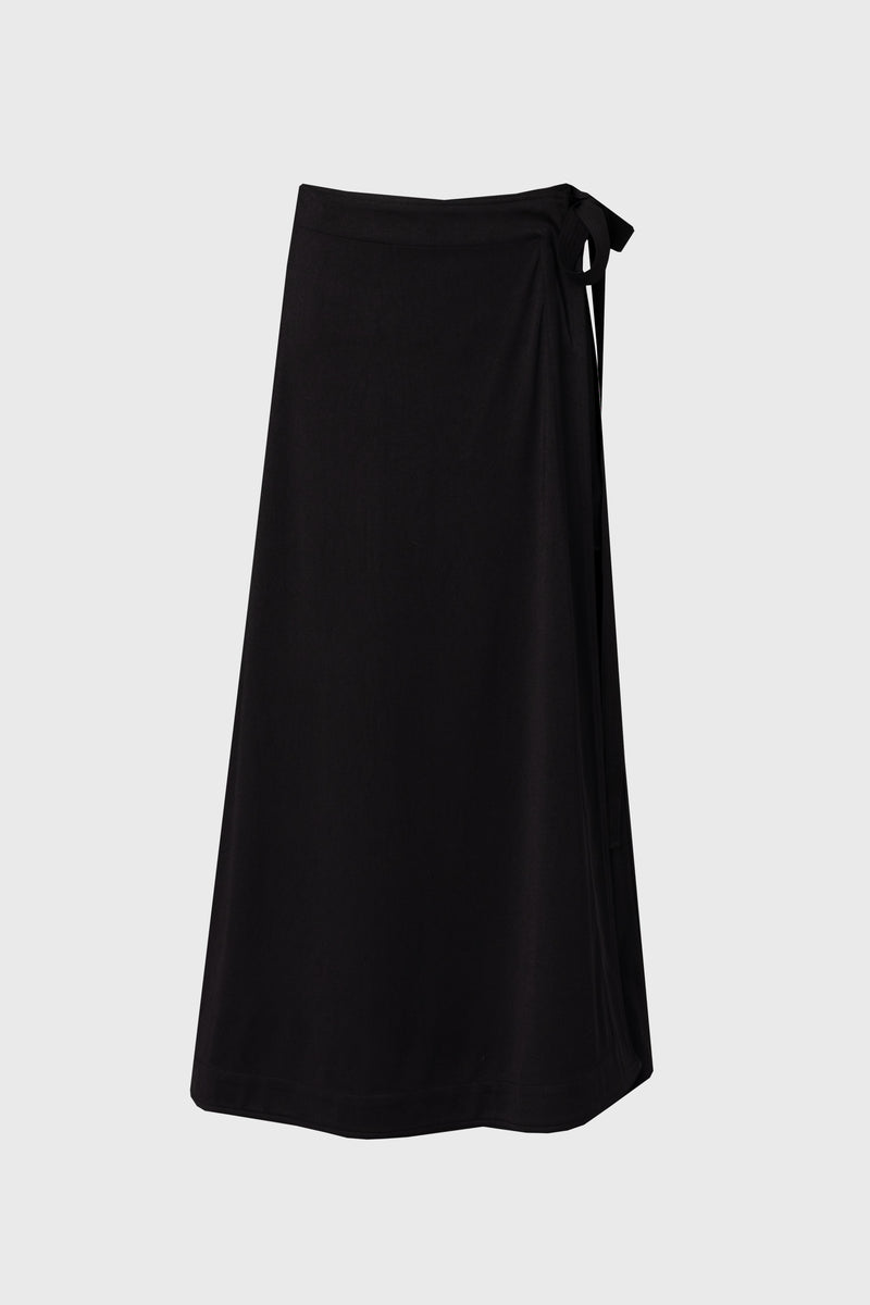 Black Flare Wrap Skirt