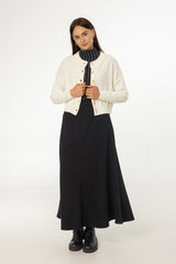 Black Flared Denim Maxi Skirt