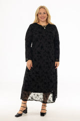 Black Floral Printed Mesh Maxi Dress