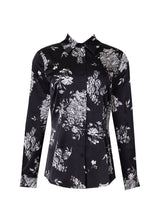 Black Floral Silk Blouse