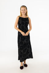 Black Flower Print Velvet Slip Jumper