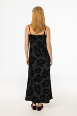 Black Flower Print Velvet Slip Jumper