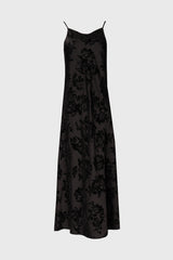 Black Flower Print Velvet Slip Jumper
