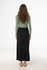 Black Frayed Edge Denim Skirt