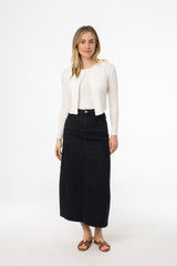 Black French Seam Denim Skirt