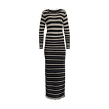 Black Fringe Stripe Dress