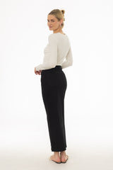 Black Front Slit Maxi Skirt