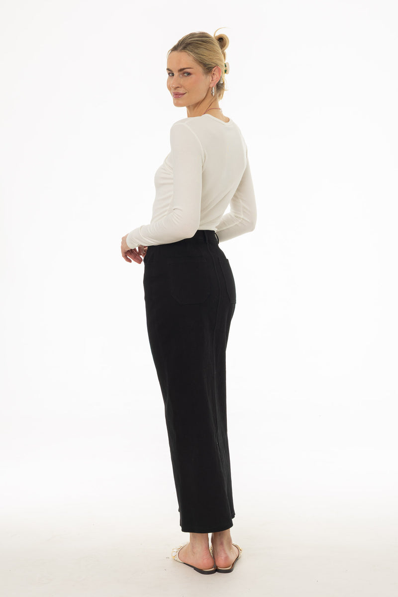 Black Front Slit Maxi Skirt – BLANK