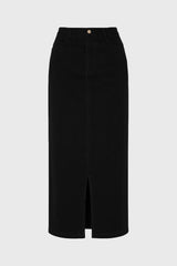 Black Front Slit Maxi Skirt