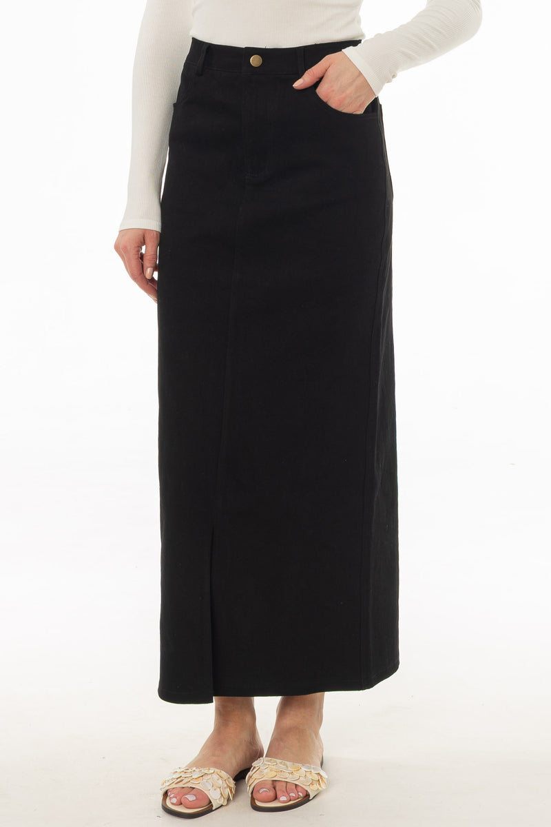 Black Front Slit Maxi Skirt – BLANK