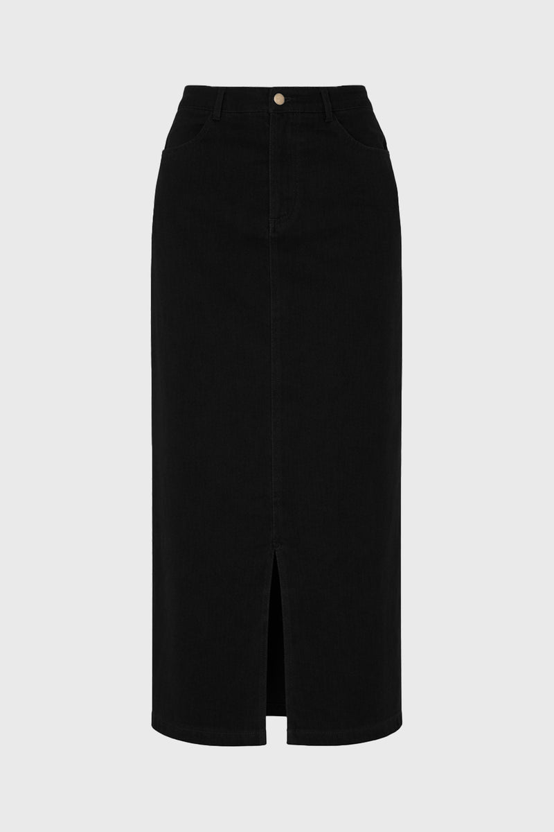 Black Front Slit Maxi Skirt – BLANK