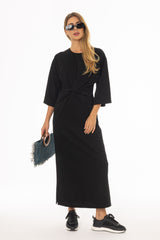 Black Front Tie Knot Maxi Dress