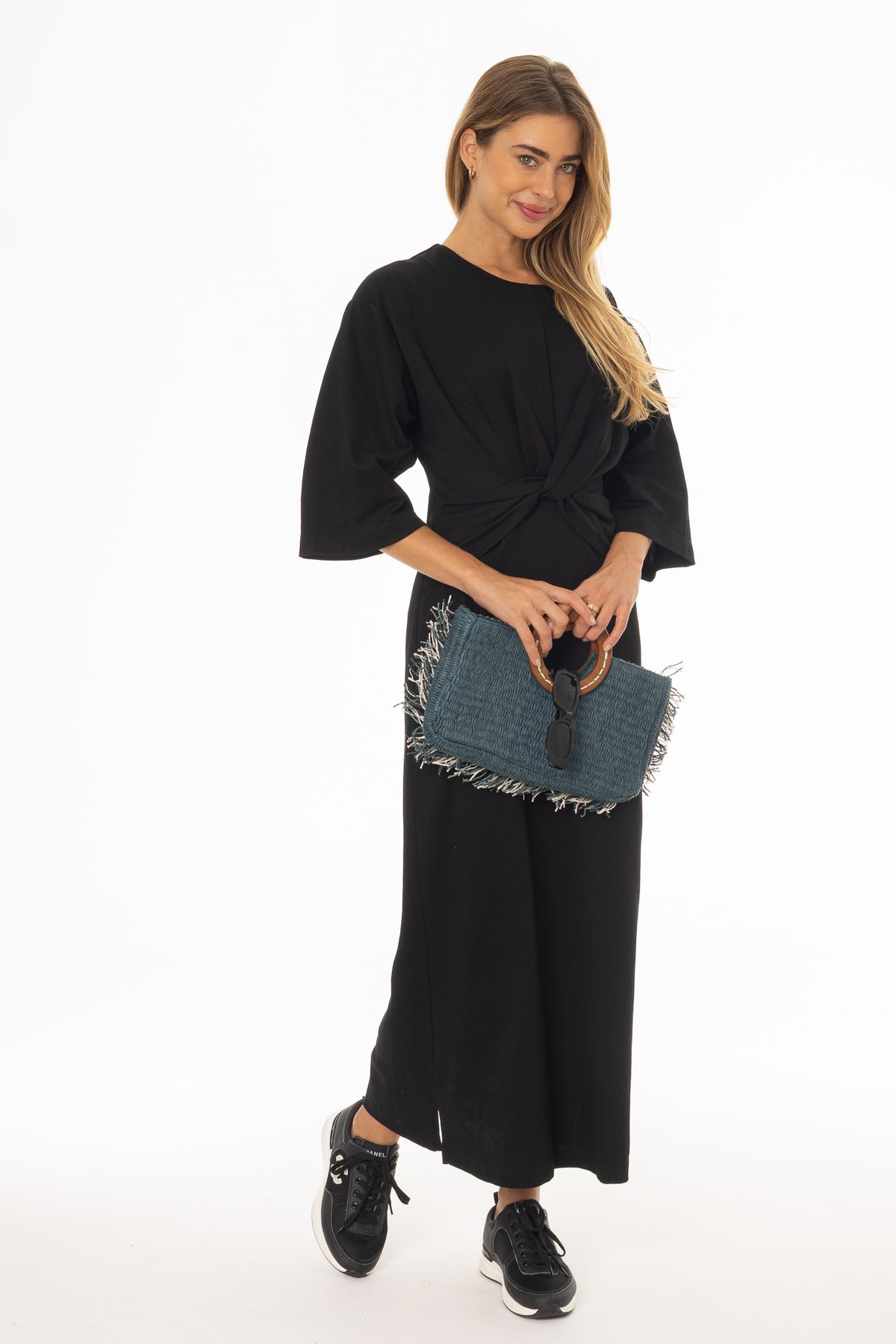 Black Front Tie Knot Maxi Dress – BLANK